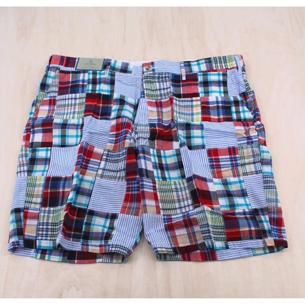 Castaway Nantucket Preppy Patchwork Madras Cisco Shorts 42 Multicolor Nautical